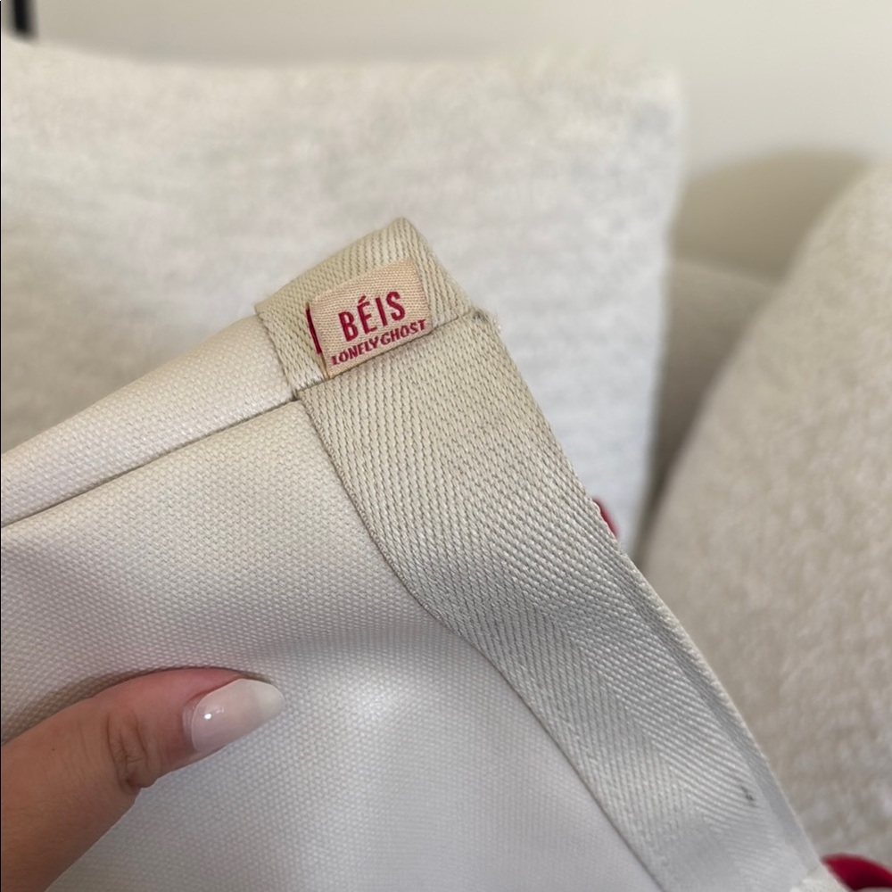 BEIS Cream Tote with Red Text - Picture 9 of 9